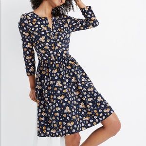 Madewell Silk Shirred Keyhole Dress in Petal Party